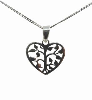 Silver Heart Tree Of Life Pendant