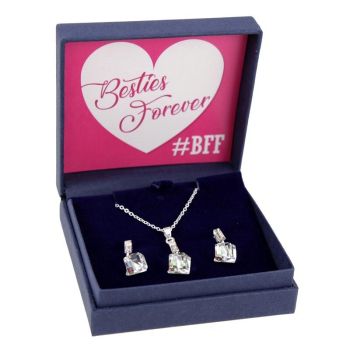 Best Friend Cube Pendant & Drop Earrings Set Gift Offer (£2.70 Each)
