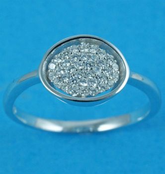 Silver Clear CZ Oval Ring