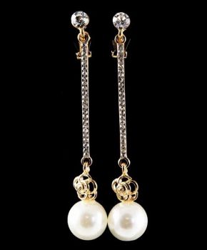 Pearl and Diamante Clip-On Earrings (£1.05 per Pair)