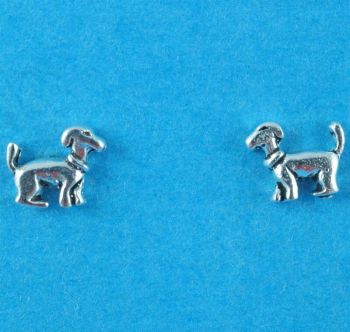 Silver Dog Stud Earrings