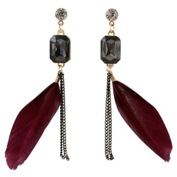 Venetti Diamante & Feather Pierced Drop Earrings (90p Each)