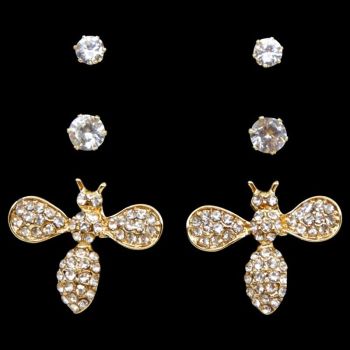 Venetti Diamante Bee Pierced Earrings Set (70p Per Set)