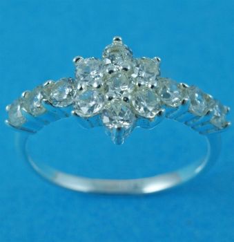 Silver Clear CZ Flower Ring