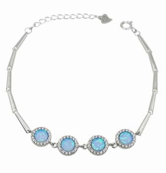 Silver Clear CZ &amp; Blue Opal Bracelet £11.95 Each