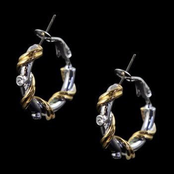 Diamante Twisted Hoop Earrings (£1.30 Per Pair)