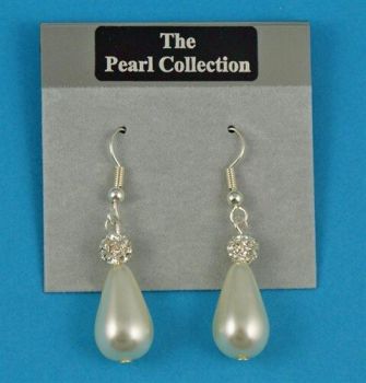 Pearl-Style & Diamante Drop Earrings (£2.35 each)