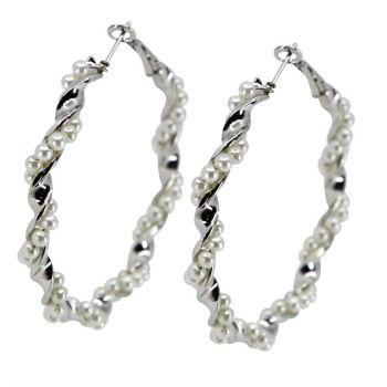 Pearl Twisted Pierced Hoop Earrings (£1.20 Per Pair)