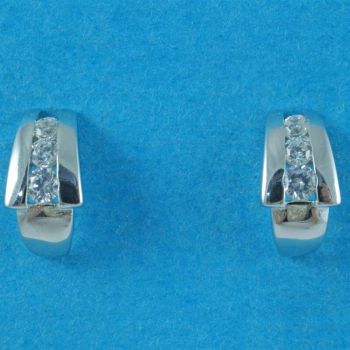 Silver Clear CZ Half Hoop Stud Earrings (£4.70 Each)