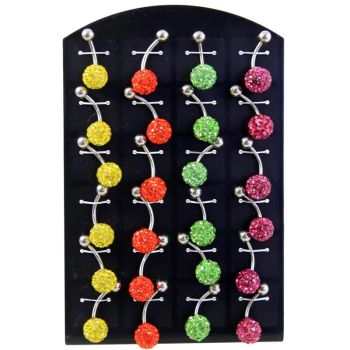 Assorted Crystal Navel Bars Stand 