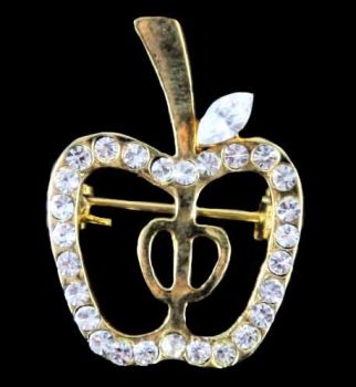 Diamante Apple Brooch (£1.50 Each)