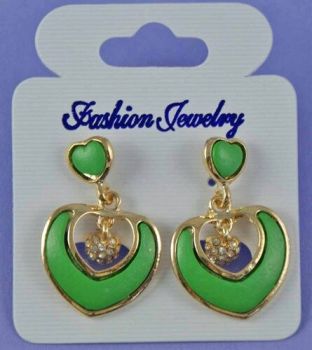 Fancy Enamelled Heart Drop Earrings (£0.85 Each)