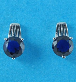 Silver Sapphire CZ Stud Earrings