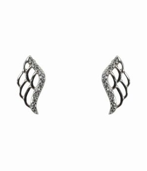 Silver Clear CZ Wing Stud Earrings (£3.50 Each)