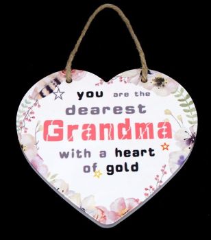 Floral 'Grandma' Heart Wall Plaque (£1.20 Each)
