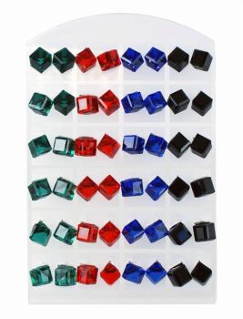 Assorted Cubed Glass Earring Stand (30p per pair)
