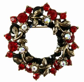 Venetti Diamante Christmas Wreath Brooch (£1.35 Each)