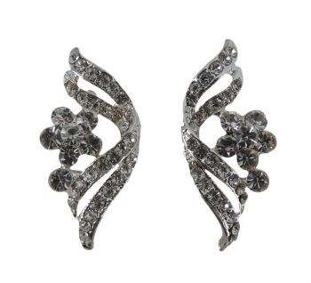 Diamante Flower Pierced Stud Earrings  (£2.03 each)