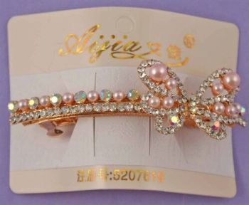 Crystal & Pearl Butterfly French Clip (£1.95 Each)