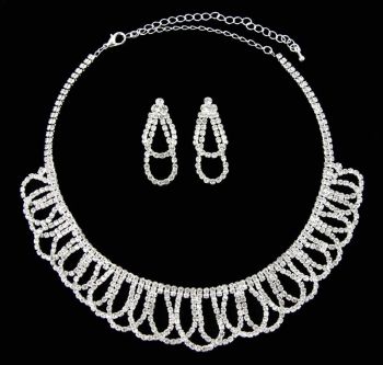 Diamante Choker Necklace & Drop Earrings Set