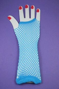 Turquoise long fingerless gloves