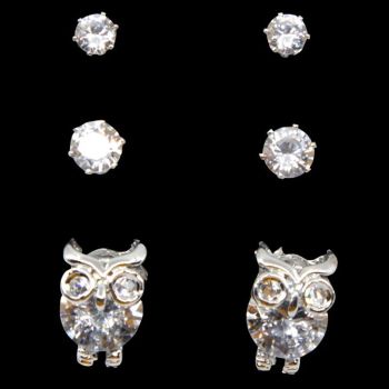 Venetti Diamante Owl Pierced Earrings Set (70p Per Set)