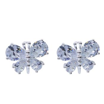 Diamante CZ Butterfly Earrings  (£1.40 Per Pair)
