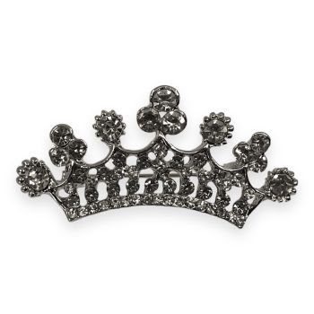 Rhodium colour plated crown design brooch with genuine Clear crystal stones.
