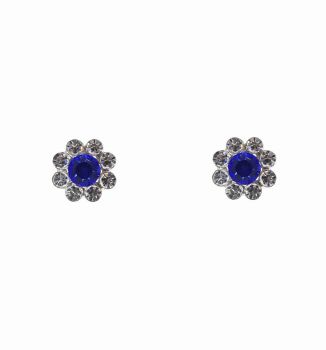Clear & Sapphire Austrian Crystal Stud Earrings