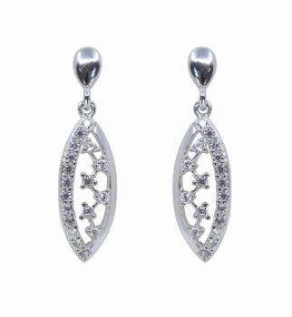 Silver Clear CZ Drop Earrings