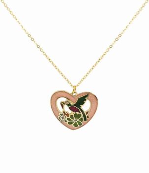 Cloisonne Enamel Heart & Bird Pendant (£1.80 Each)