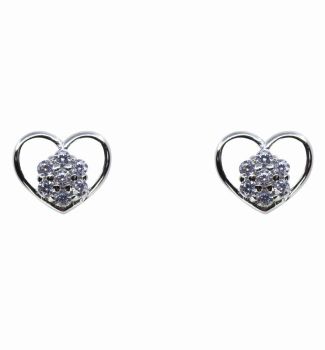 Silver Clear CZ Heart Stud Earrings (£2.90 each)