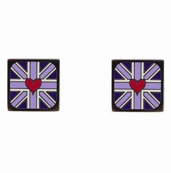 Sonia Spencer Enamelled Heart & Union Jack Cufflinks (£4.25 Each)