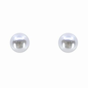 Silver Pearl Style Stud Earrings