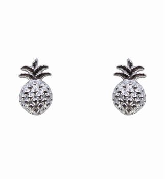 Silver Pineapple Stud Earrings