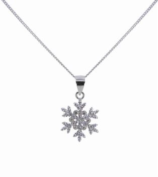 Silver Clear CZ Snowflake Pendant