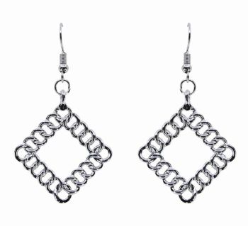 Chain Diamond Pierced Drop Earrings (40p per pair)