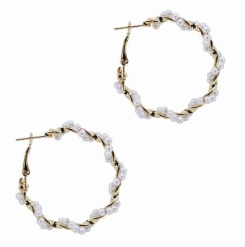 Pearl Twisted Pierced Hoop Earrings (55p per pair)