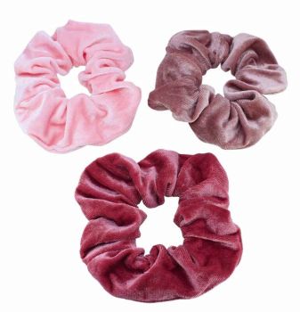 Assorted Plain Pink Velvet Scrunchies  (35p Each)