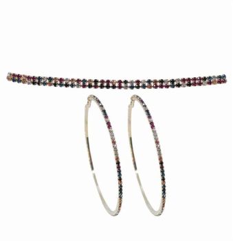Diamante Choker & Pierced Hoop Earring Set (£3.95 per set)