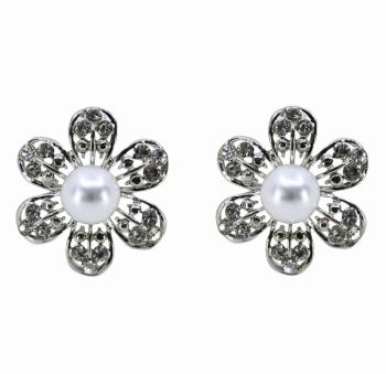 Diamante & Pearl Flower Clip-on Earrings (£1 per pair)