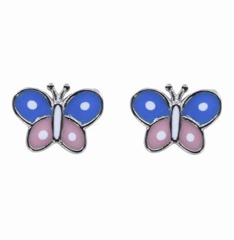 Silver Enamelled Butterfly Stud Earrings (£2.80 each)