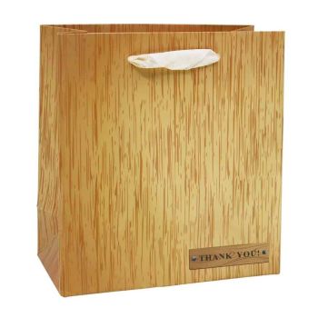 Assorted Wood Effect Thank You Gift Bags (30p Each)