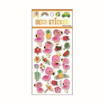 Assorted Embossed Flamingo Stickers (20p per sheet)
