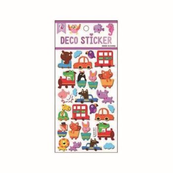 Assorted Embossed Animal & Transport Stickers (20p per sheet)