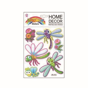 Assorted Embossed Dragonfly & Flower Wall Stickers (30p per sheet)