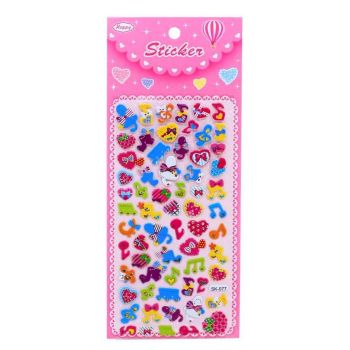 Assorted Embossed Musical Notes & Heart Stickers (20p per sheet)
