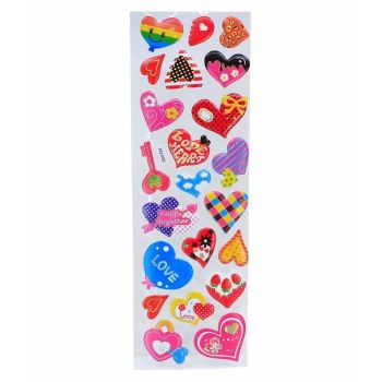 Assorted Embossed Love Heart Stickers (30p per sheet)