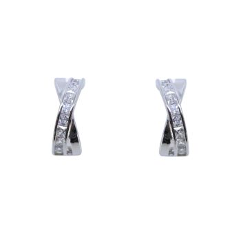 Silver Clear CZ Half Hoop Earrings (£5.40 Each)