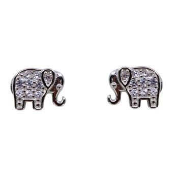 Silver Clear CZ Elephant Stud Earrings (£3.10 Each)